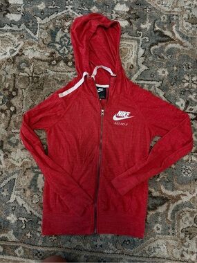 Nike Red Lightweight Zip-Up Hoodie